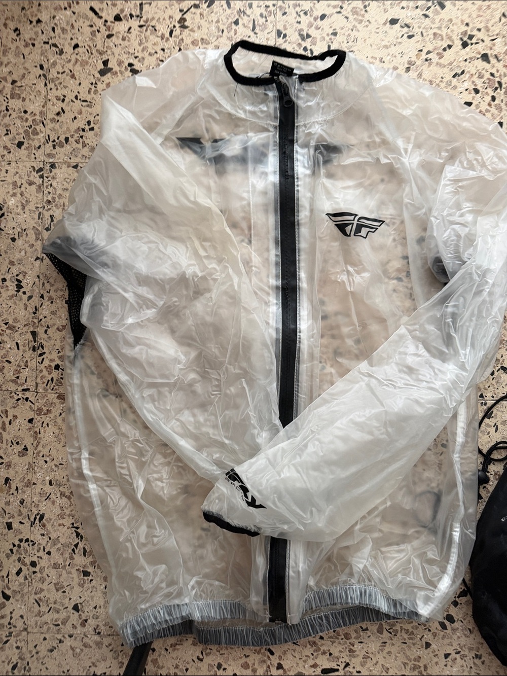 Fly Racing Transparent Lightweight Rain Jacket with Black Trim
